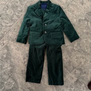 Janie and Jack Dark Green Velvet Boys Matching Suit Set